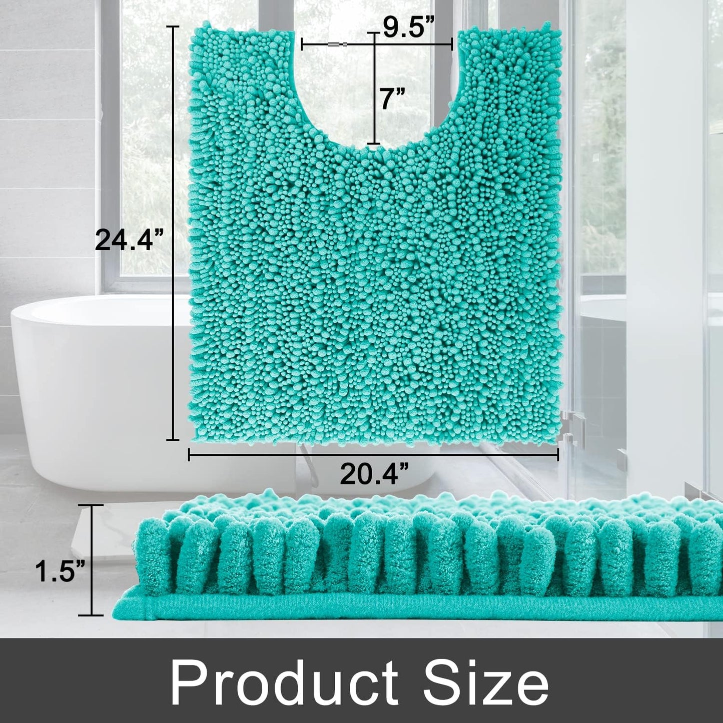 Yimobra Bathroom Rugs Non Slip Washable - Ultra Soft Absorbent Chenille Bath Mat, Quick Dry Shaggy Floor Carpet for Tub Shower, Gray Home Decor Accessories, 24x17 Inch