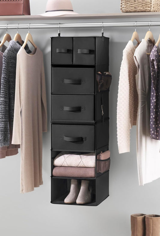 Whitmor 5 Section Closet Organizer - Hanging Shelves with Sturdy Metal Frame