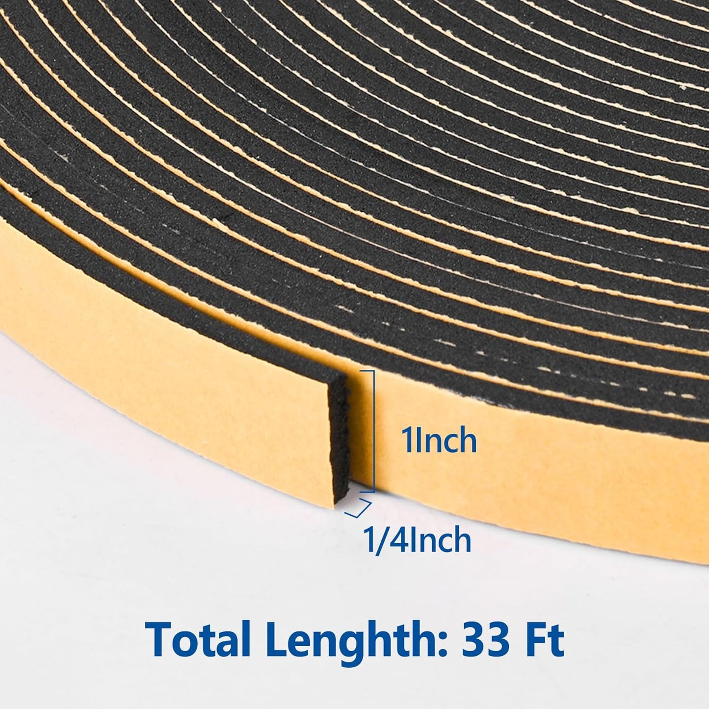 Kikerike Self Adhesive Foam Tape Weatherstrip 1/2In x 1/4In x 16.5Ft High Density Foam Insulation Strips Seal Weather Stripping with Strong Adhesive for Door and Window Sound Isolation Soundproofing