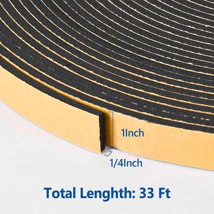 Kikerike Self Adhesive Foam Tape Weatherstrip 1/2In x 1/4In x 16.5Ft High Density Foam Insulation Strips Seal Weather Stripping with Strong Adhesive for Door and Window Sound Isolation Soundproofing