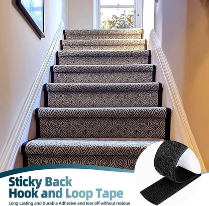 2 Inch x33 Feet Adhesive Hook and Loop Tape,Nylon Heavy Duty Tape Fasteners,Black Double Sided Self Adhesive Interlocking Tape Can Be Used to Fix Screen Window Sofa Cushions Carpet Wall Hanging
