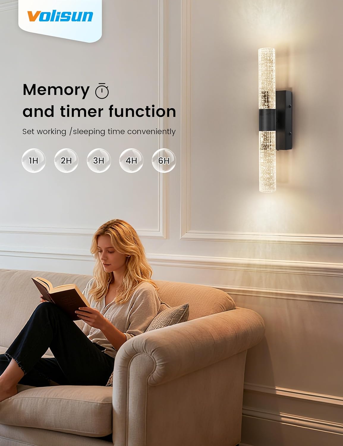VOLISUN Battery Operated Wall Sconces Set of Two,Gold Sconces Wall Decor Set of 2,Wireless Wall Sconces with Remote,Rechargeable Wall Light for Living Room,Bedroom,Bathroom,Vanity (15.3 inch)