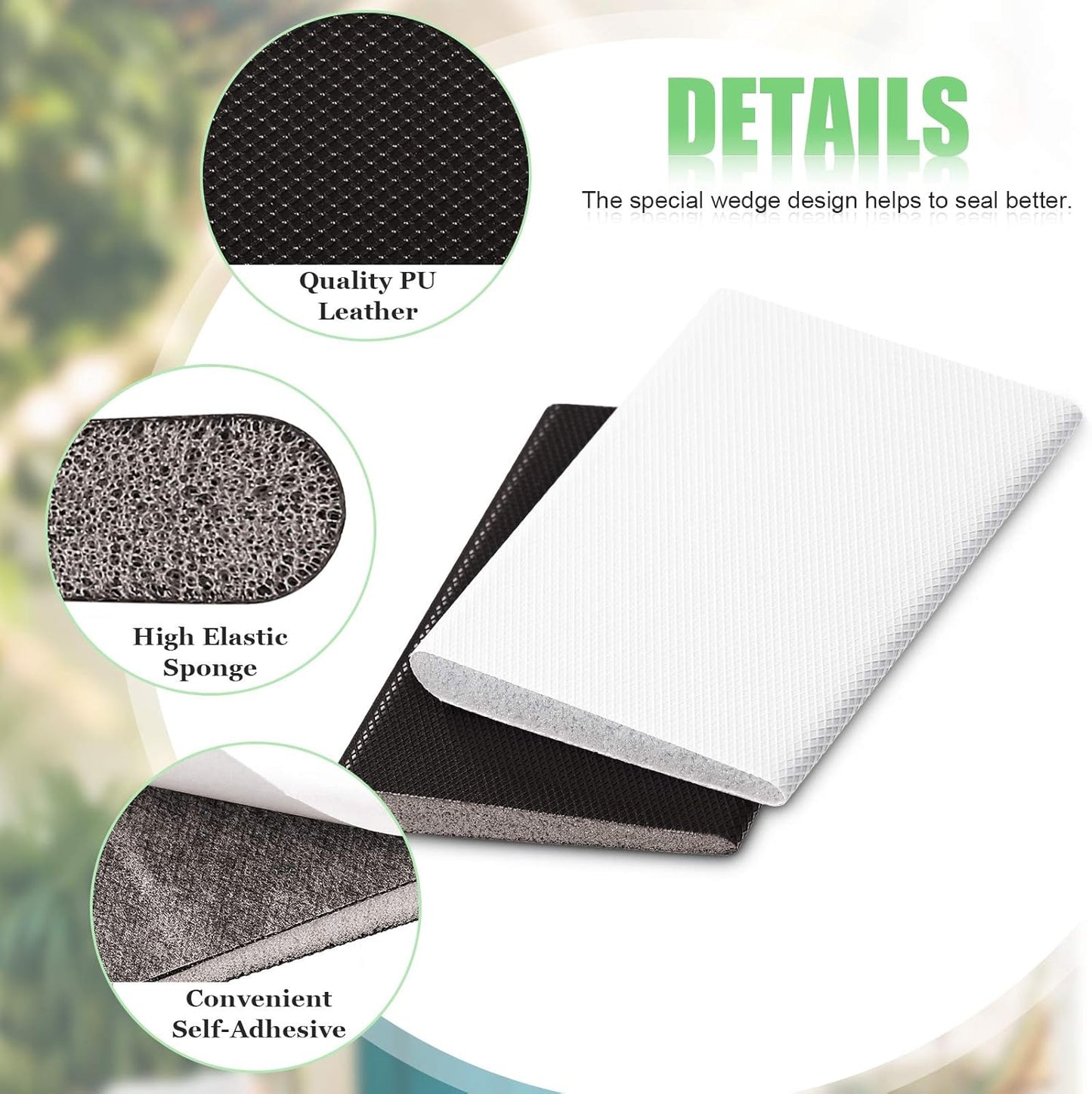 Jetec 6 Peices Self-Adhesive Door Corner Seals, Gap Filler Seal Strip Weather Stripping Draft Stopper Door Frame Seal Corner Foam for Weather Protection Isolation of Noise(Black)