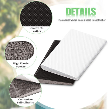 Jetec 6 Peices Self-Adhesive Door Corner Seals, Gap Filler Seal Strip Weather Stripping Draft Stopper Door Frame Seal Corner Foam for Weather Protection Isolation of Noise(Black)