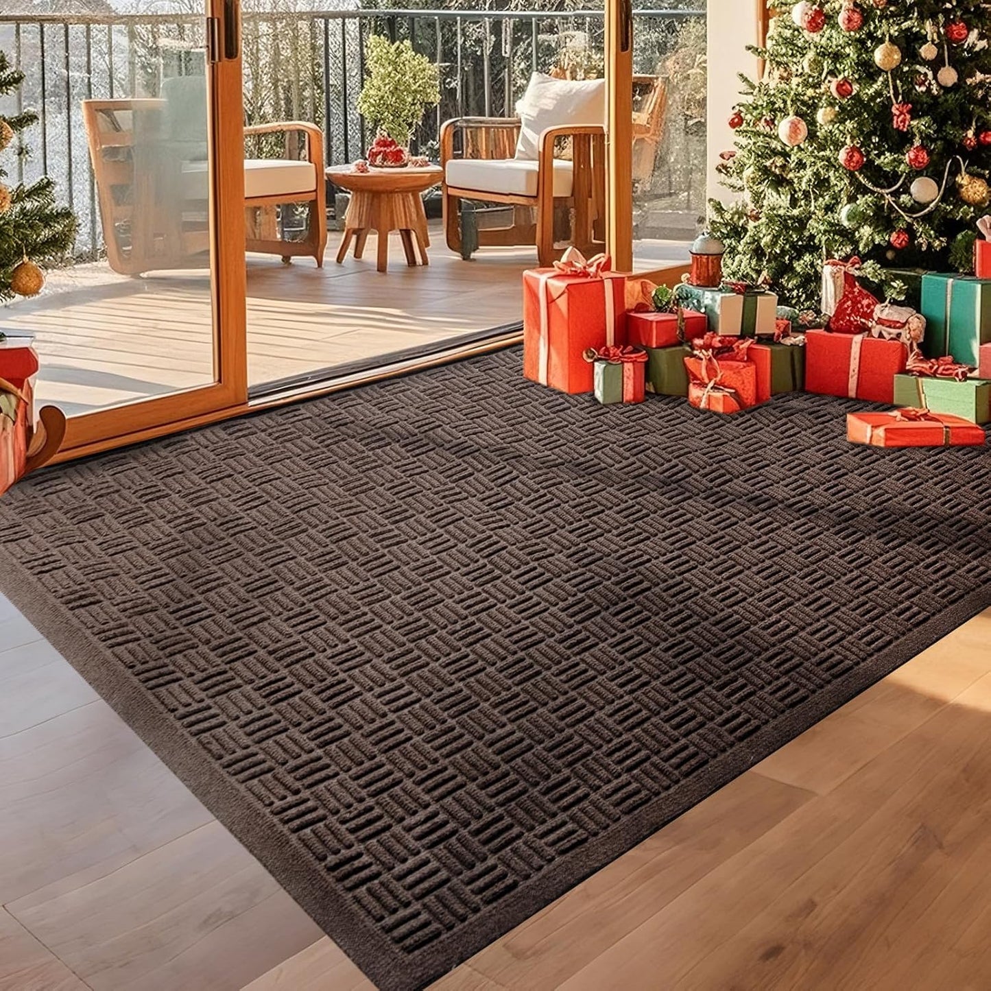 Mibao Front Door Mat, Heavy Duty Durable Welcome Mat for Outdoor Indoor, Dirt Trapper Waterproof Super Absorbent Door Mat for Entryway Outside Patio Porch, 29.5" x 17", Grey