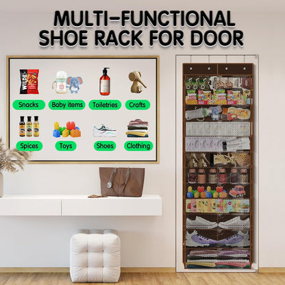Kotkn Over The Door Shoe Organizer with 12 Large Breathable Pockets - Durable Hanging Storage for the Entire Family's Shoes (White)