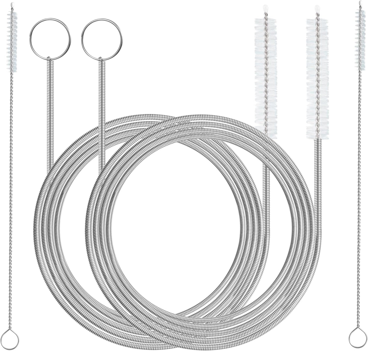 2 Pack 61 inch Long Flexible Drain Cleaning Brush and 2 PCS 7-inch Straw Brush, Suitable for Cleaning Feeding Tubes