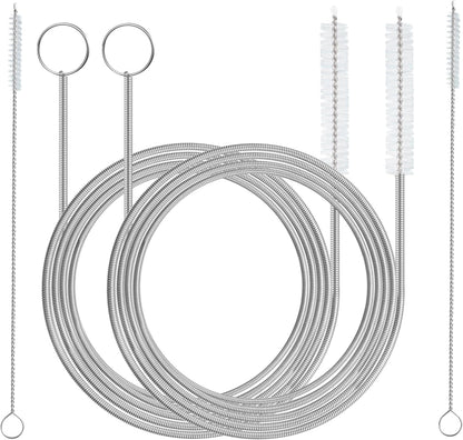 2 Pack 61 inch Long Flexible Drain Cleaning Brush and 2 PCS 7-inch Straw Brush, Suitable for Cleaning Feeding Tubes