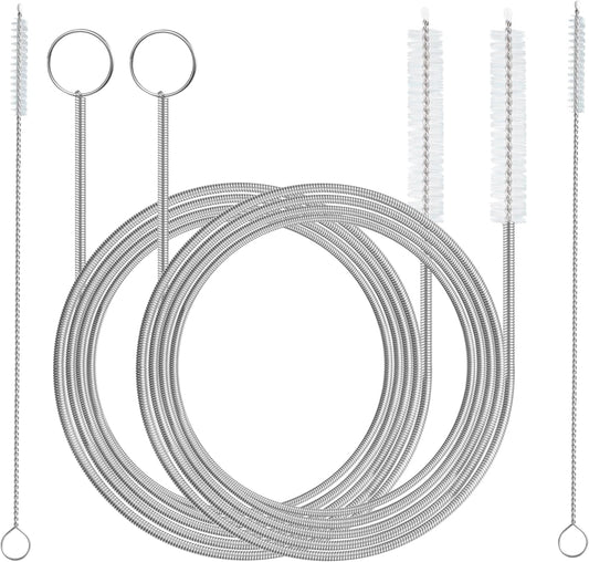 2 Pack 61 inch Long Flexible Drain Cleaning Brush and 2 PCS 7-inch Straw Brush, Suitable for Cleaning Feeding Tubes
