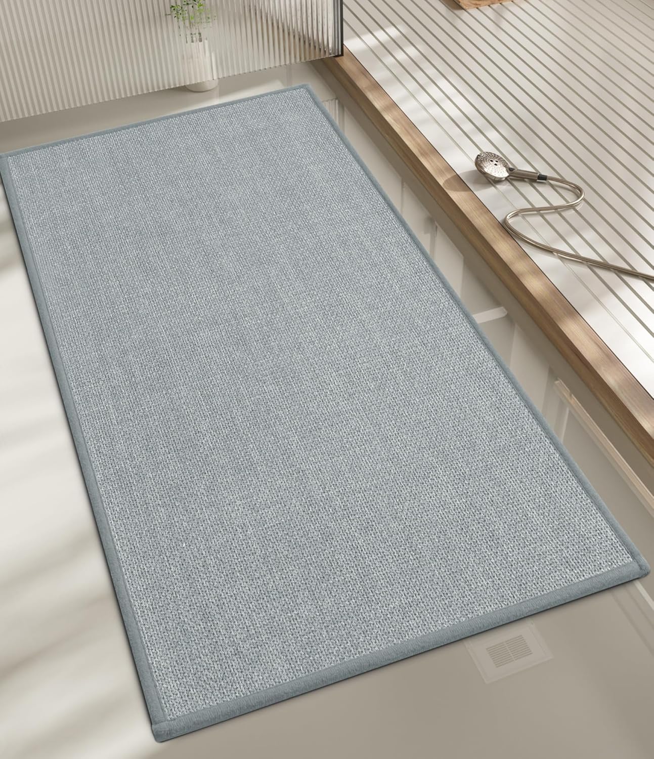 chakme Bathroom Rugs Mat 24x17, Ultra Thin Non Slip Bath Mat Small Quick Dry Absorbent Bath Mat for Bathroom Floor, (Dark Beige, 24"x17")