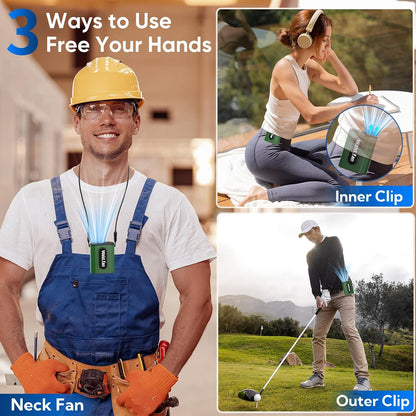 Multper Portable Waist Fan, 4 Speed 18000RPM Strong Airflow, Rechargeable Personal Neck Fan Up to 20H Runtime, Hands-Free Hanging Personal Waist Fan with Dual-Sided Clip for Traveling Camping Jobsite