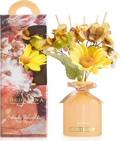 COCORRÍNA Reed Diffuser Set, 6.7oz Flower Reed Diffuser with Sticks,Black Forest Essential Oil, Long Lasting Home Fragrance for Bathroom, Bedroom & Shelf Decor, Aesthetic Gift for Women
