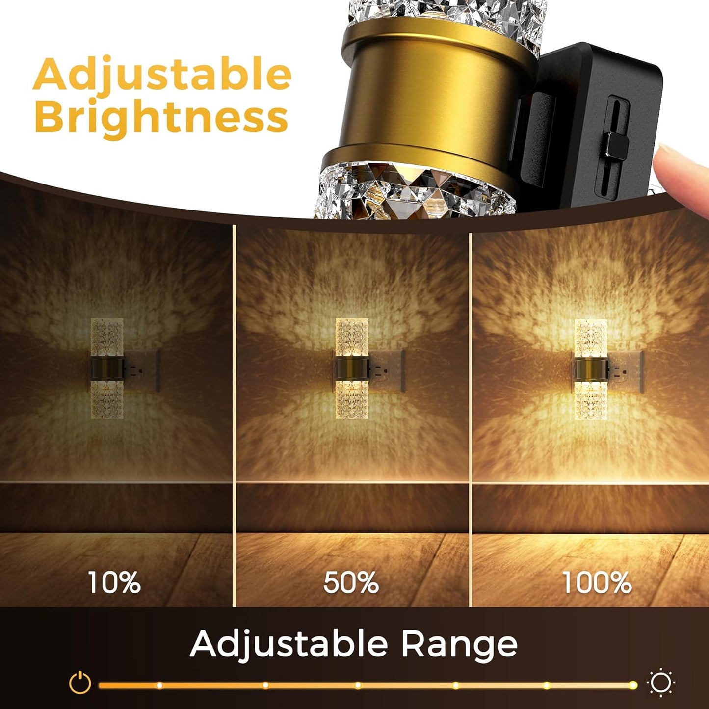L LOHAS LED Night Light,Dimmable Night Lights Plug into Wall, 2 Pack Acrylic Nightlight with 0-100 LM Adjustable Brightness, 3000K Plug in Night Light with Dusk to Dawn Sensor, for Bathroom Hallway
