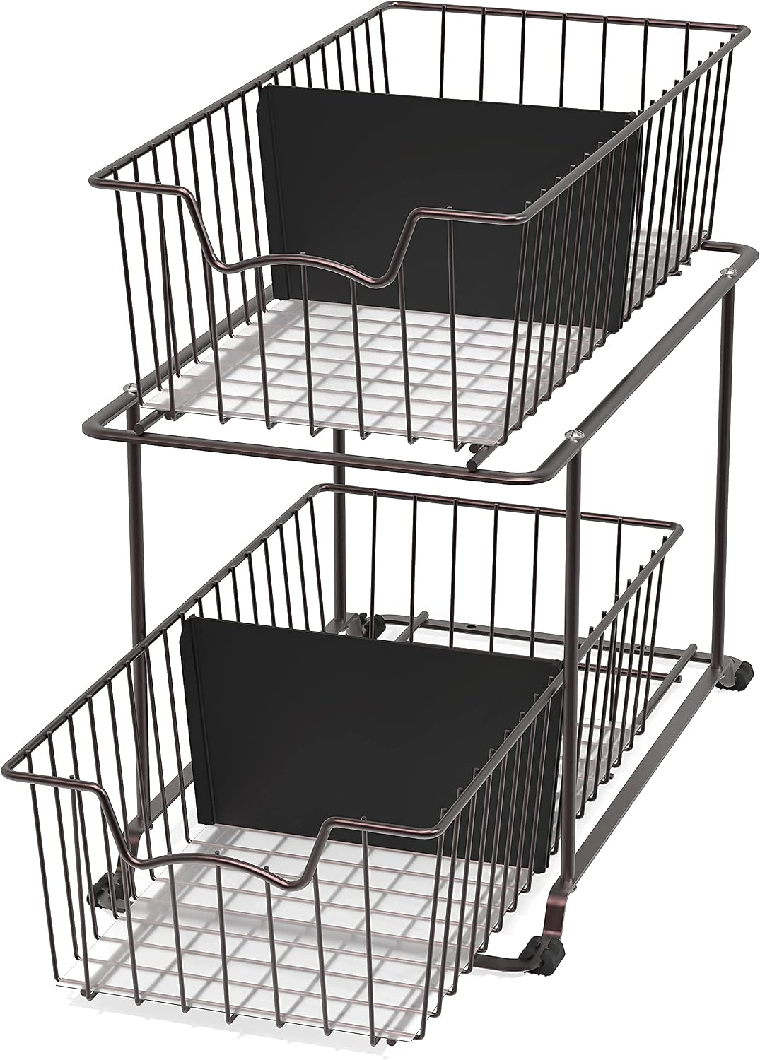 SimpleHouseware 2 Tier Cabinet Wire Basket Drawer Organizer, Brown