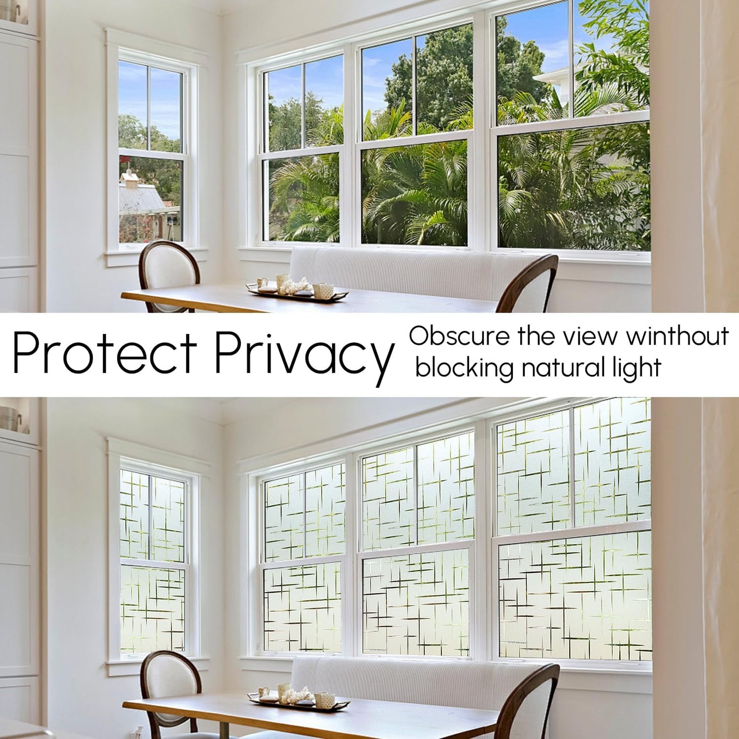 HIDBEA Frosted Window Privacy Film - Non Adhesive Static Cling Glass Stickers Sun UV Blocking Heat Control Door Covering Decals for Home Office, 23.6 x 78.7 Inch