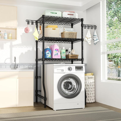 Ulif U8 Mini Laundry Room Storage Organizer, Over the Washer and Dryer Storage Shelves for Laundry Organization, 29.5”W x 17.3”D x 76.2”H, Suit Washing Machine Width within 27.1”, Hold 304 lb, Black