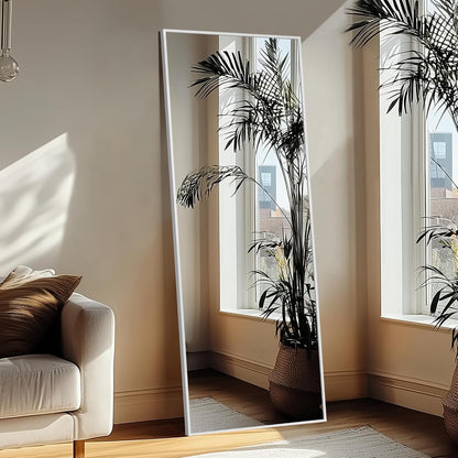 Delma Wall Full Length Mirror,Standing Mirror Full Body,Large Floor for Wall Door Bedroom Bathroom Living Room with Aluminium Frame(with Stand,56x15-Black)