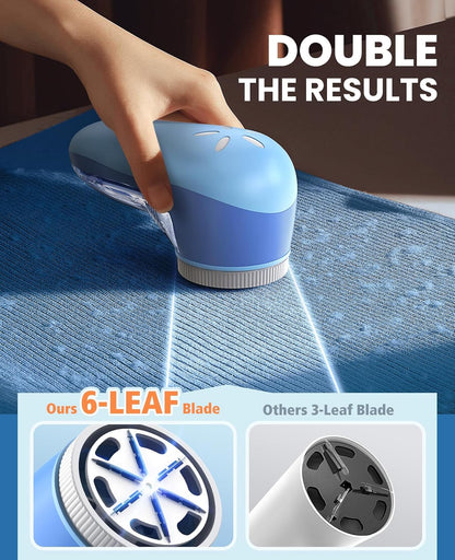 POPCHOSE Fabric Shaver, Lint Shaver for Clothing, Electric Lint Remover with 6-Leaf Blades, Sweater Defuzzer, Clothes Shaver for Couch, Furniture, Blanket, Remove Pilling, USB Rechargeable