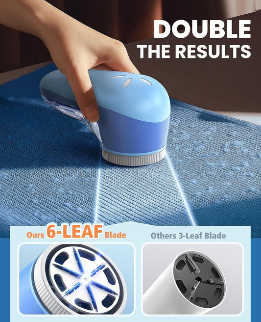 POPCHOSE Fabric Shaver, Lint Shaver for Clothing, Electric Lint Remover with 6-Leaf Blades, Sweater Defuzzer, Clothes Shaver for Couch, Furniture, Blanket, Remove Pilling, USB Rechargeable