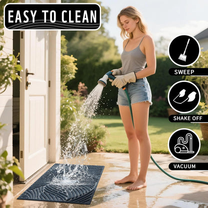 Yimobra Doormat Outdoor Entrance, Simple Stripes All-Weather Waterproof & Non-Slip Mat for Front Door, Heavy Duty Welcome Mat for Indoor, Garage, Patio-29.5x17, Dark Grey