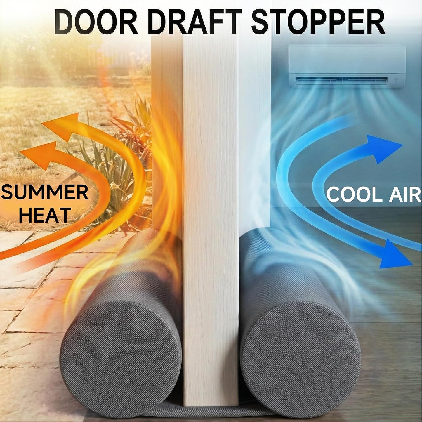 MAXTID Under Door Draft Stopper for Bottom of Doors 38" Black Door Blocker Noise ReducerLight Cold Air Guard Breeze Sound Proof Door Sweep Weather Stripping Door Seal Insulation Strip Gap Filler