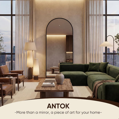 Antok 58" x19” Arched Full Length Floor Mirror, Gold Aluminum Frame, Free Standing/Wall Mount/Leaning for Bedroom, Living Room, Dressing Room