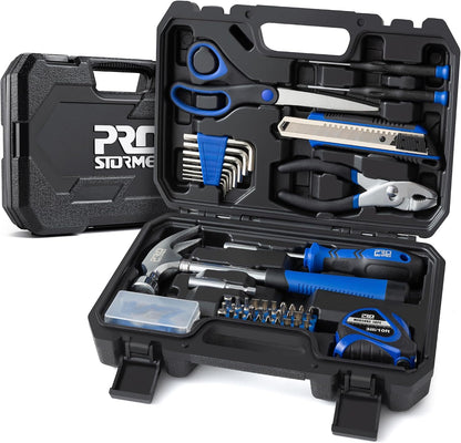 Prostormer 93-Piece Tool Kit, Basic Household Repair Tool Set with Toolbox Storage Case, Small Starter Tool Box Kit for Homeowners and College Students (Blue)