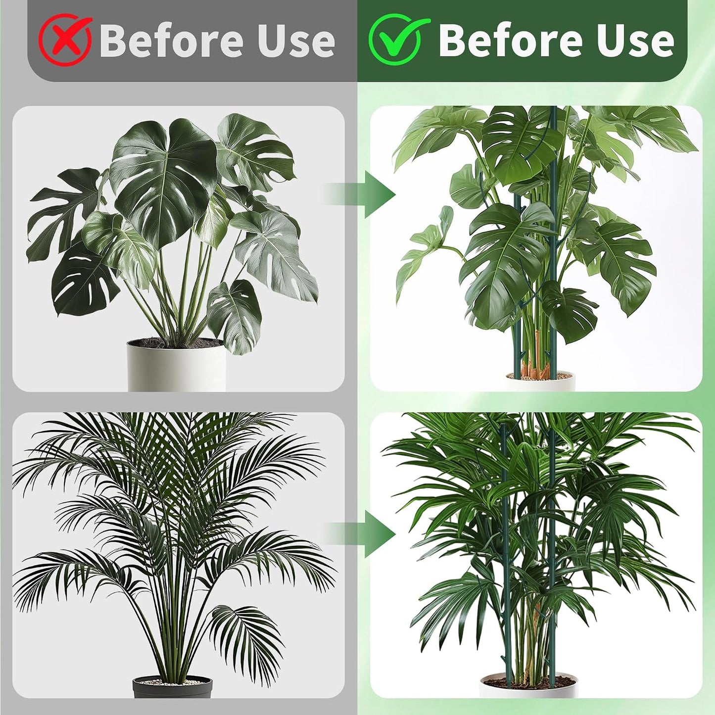 10 Pack Stackable Plant Monstera Support Stakes Heavy Duty Adjustable Garden Support Stakes for Indoor Outdoor Climbing Plants, Potted Plants, Vine, Tomato, Flower, Reusable Plant Holders