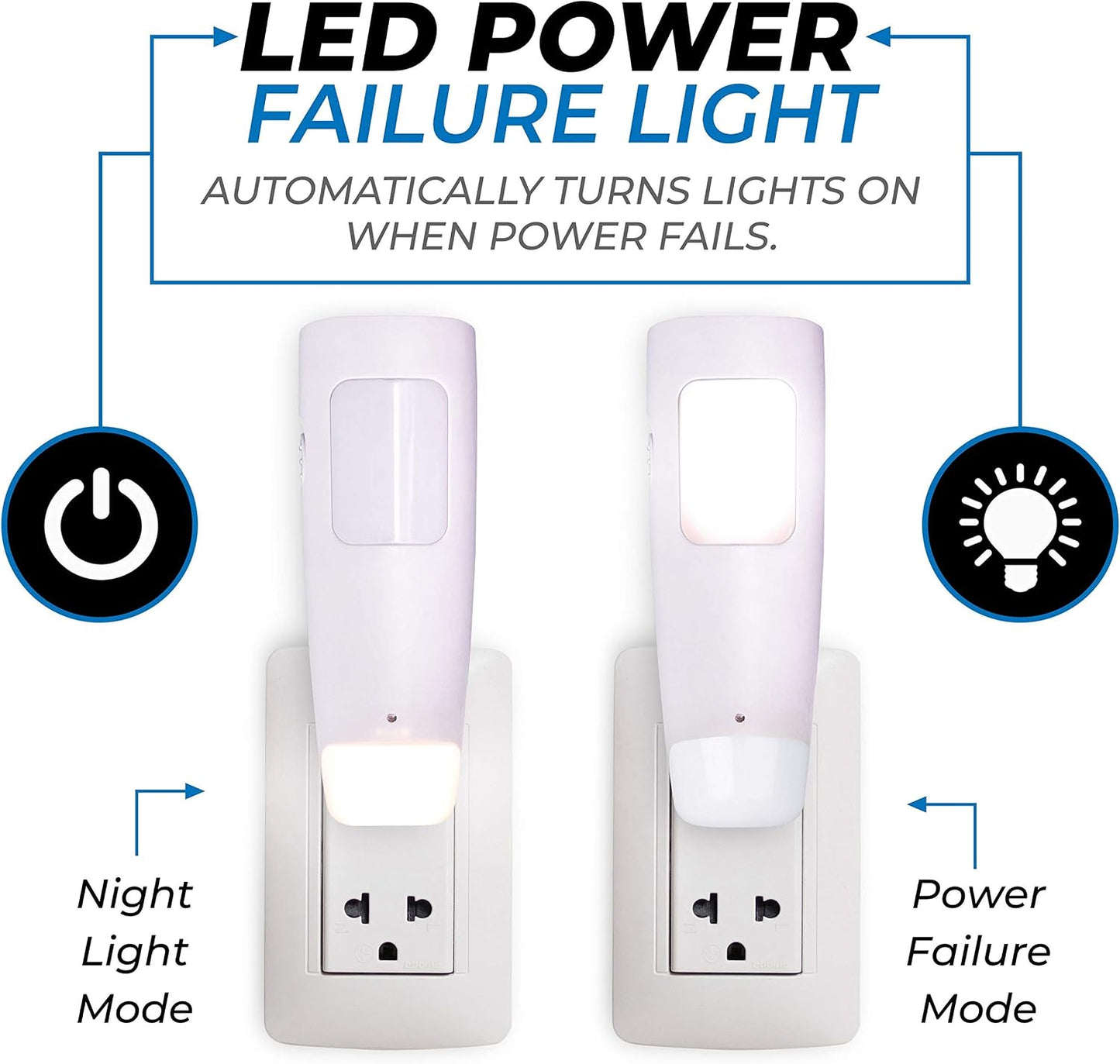 Westek LED Emergency Lights for Home Power Failure, 6 Pack - 3 Function Power Failure Light, Rechargeable Flashlight and Night Light - Must-Have for Snow Storms and Blackouts - NL-PWFL