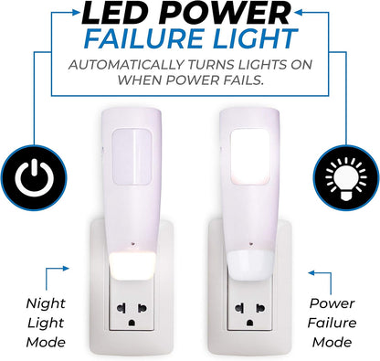 Westek LED Emergency Lights for Home Power Failure, 6 Pack - 3 Function Power Failure Light, Rechargeable Flashlight and Night Light - Must-Have for Snow Storms and Blackouts - NL-PWFL