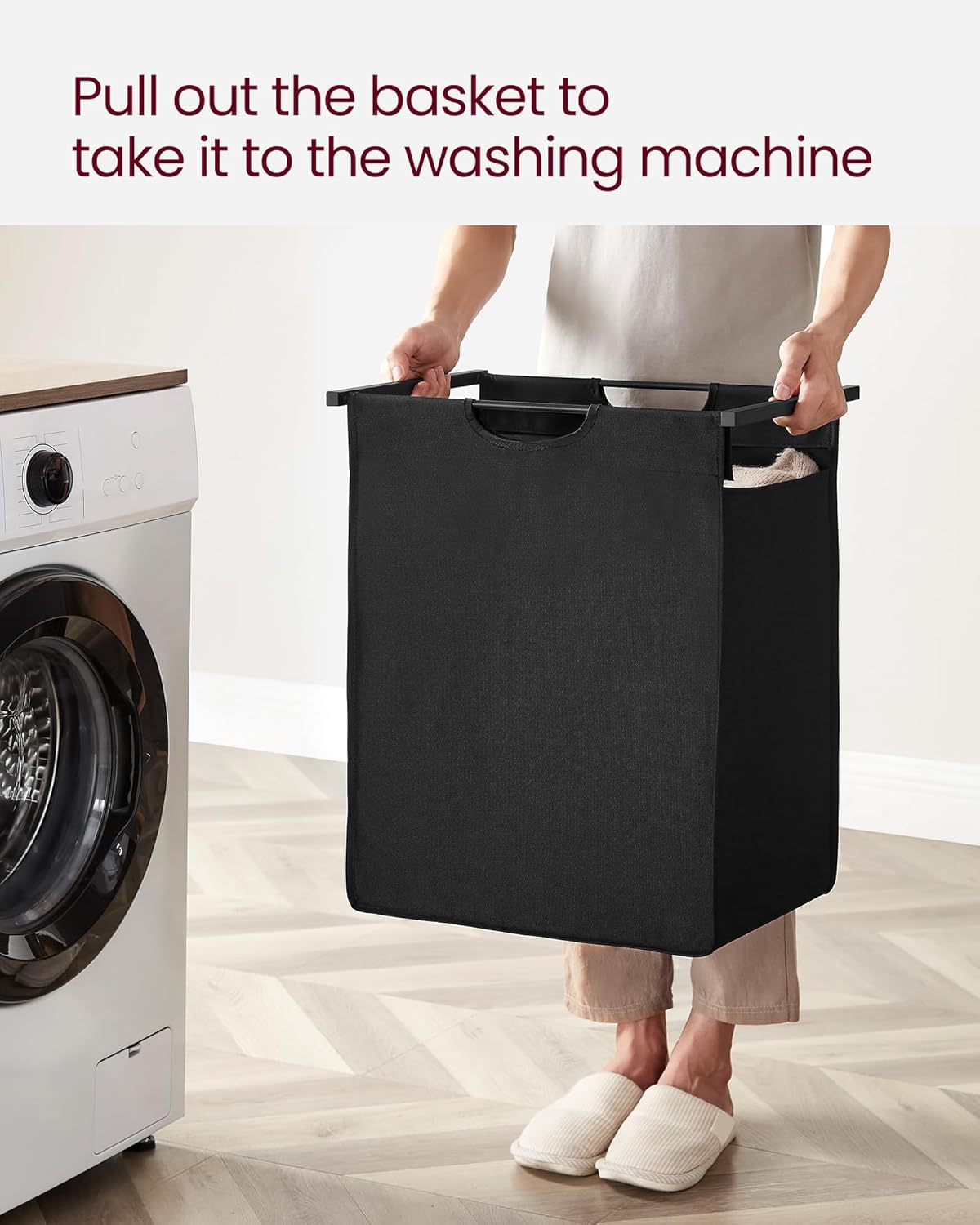 VASAGLE Laundry Hamper, Laundry Basket Sorter with 3 Pull-Out and Removable Bags, Shelf, Metal Frame, 3 x 10.6 Gallons (40 L), 36.4 x 13 x 28.4 Inches, Cappuccino Beige and Natural Beige UBLH301LH01