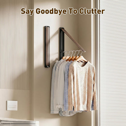 Clothes Drying Rack, Laundry Room Wall Mounted Retractable Clothes Hanger Drying Rack, Laundry Clothing Drying Rack Folding Indoor or Outdoor, Easy Installation Aluminium Dryer, 1pcs(White)