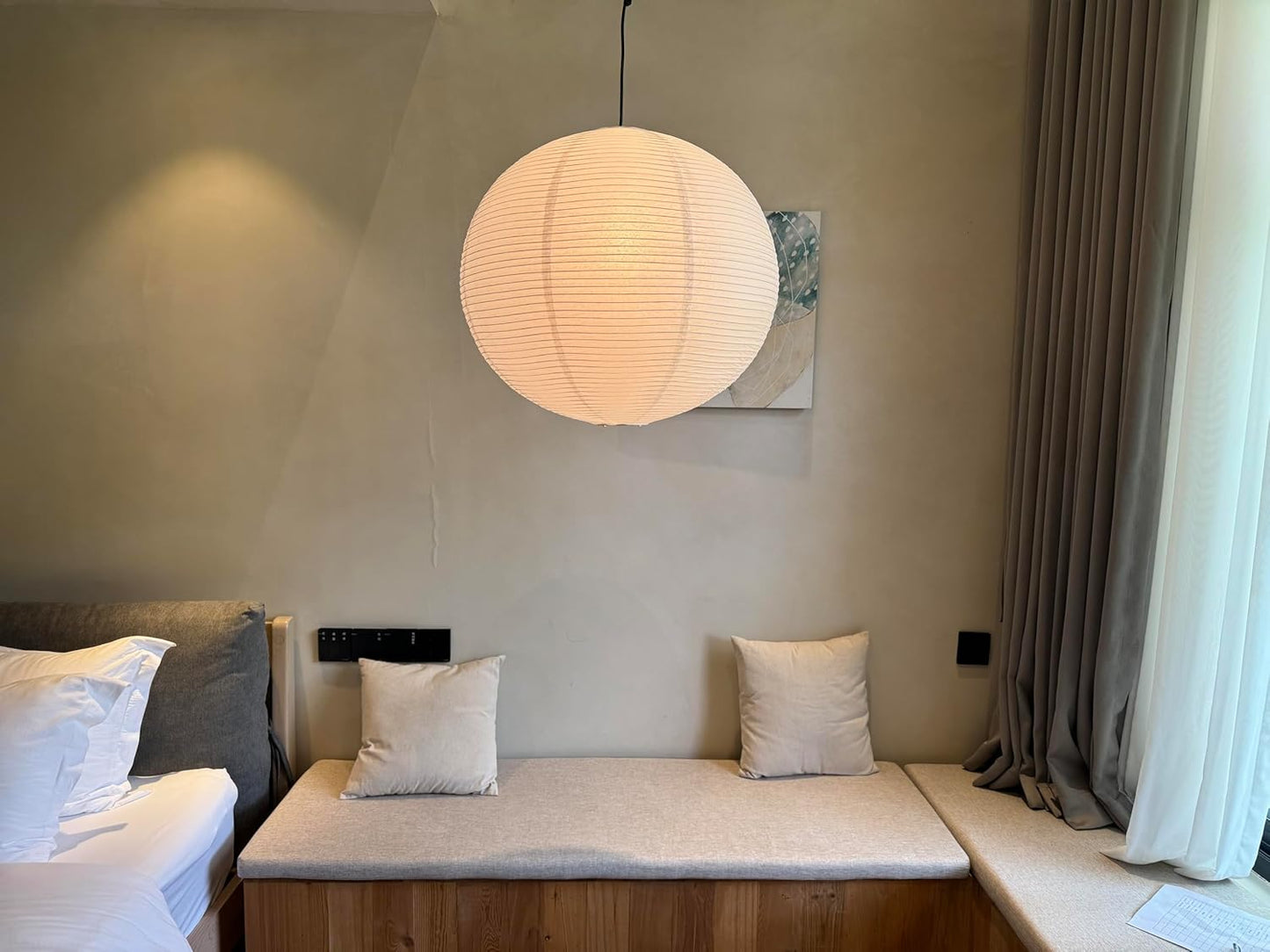 Hytsoeee(21.65Inch) Large Round Paper Lantern Lamp shade,White Rice Paper Lamp Shade,Chinese Foldable Paper Lantern Lampshade for Home Indoor Living room,Bedroom,Ceiling Decor