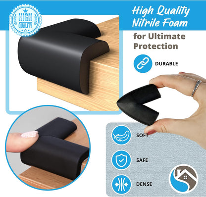 8-Pack Baby Proof Corner Protectors, Clear Furniture Safety Bumpers, Soft Rubber Foam Cushion Guards with Pre-Applied Adhesive, Child Proofing Pads for Tables, Cabinets, Desks, Glass Surfaces