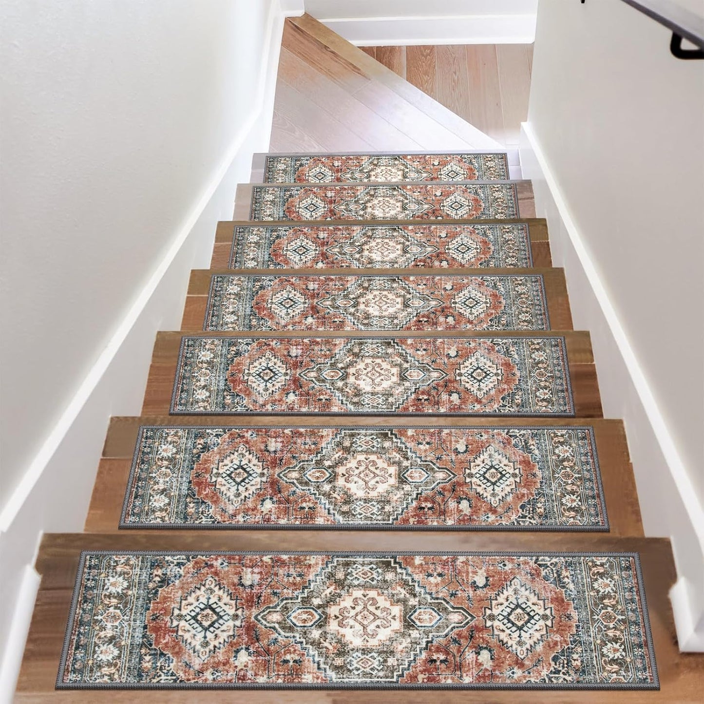 OJIA Stair Treads Non Slip for Wooden Steps Indoor 15PCS Carpet Stair Treads, Rubber Backing Stair Carpet Treads, Residue Free 8"x30" Staircase Step Treads Edging Stair Rugs for Kids & Pets, Gray