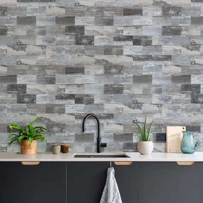 Vamos Tile 100-Piece Glossy Dolomite White Peel and Stick Backsplash Tile,3''x6'' PVC Subway Tile with White Grout, Stick on Backsplash for Kitchen/Bathroom/Fireplace