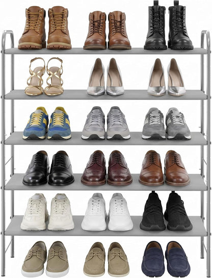 Simple Houseware 3-Tier Shoe Rack Storage Organizer, Grey – Space-Saving Shoe Shelf, Holds 9–16 Pairs, Sturdy Metal Frame, Easy Assembly – Closet, Entryway, Bedroom Shoe Storage Solution