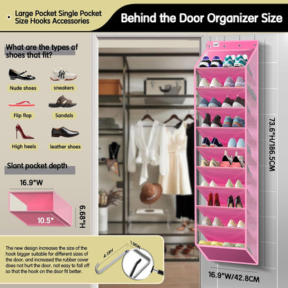 Kotkn 35 Compartment Over The Door Storage - Breathable Mesh Hanging Organizer with Large Pockets, Space Saving Design for Men & Women's Footwear, Closet, Bedroom （White）