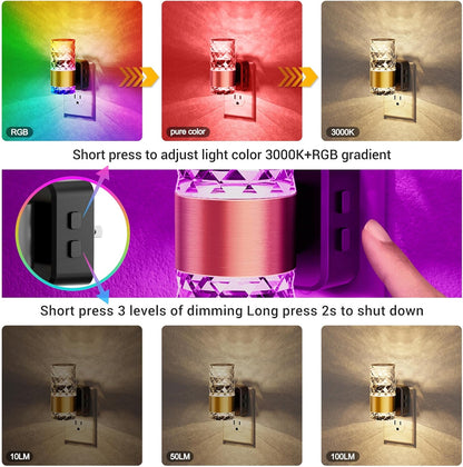 JandCase Motion Sensor Night Light, Night Lights Plug into Wall,3000K Soft White 0-100 LM Dimmable LED Night Light, Motion Activated Nightlight for Bathroom Hallway Decor