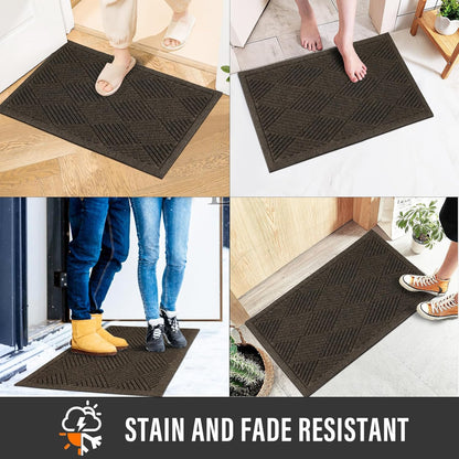 HIYARD Sturdy Front Door Mat, Absorbent Muddy Dirt Resist Welcome Door Mats Outdoor Indoor, Stain and Fade Resistant, Non-Slip Rubber Backing Low Profile Doormat for Entryway, 30×17, Beige
