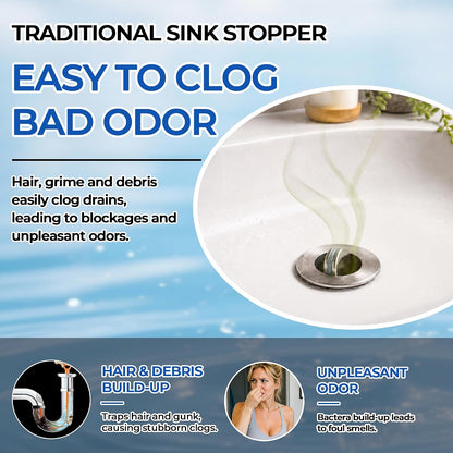 Bathroom Sink Stopper, Pop-up Sink Drain Strainer with Removable Stainless Steel Strainer Basket Hair Catcher, Bathroom Sink Strainer for Bathroom Sink Stopper (2PCS)