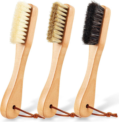 3 Pcs Wood Laundry Stain Brush Stain Remover Brushes with Boar Bristle Small Stain Brush for Clothes for Scrubbing Stains from Furniture Fabric Leather(3 Pcs C)