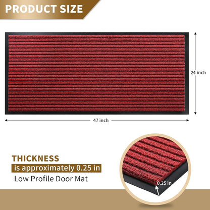 Yimobra Welcome Mat, Heavy Duty Sturdy Door Mats for Home Entrance Outdoor Indoor, Front Doormat for Outside Patio Floor Entry Porch Garage Office, Waterproof, Low Profile, 29.5x17, Black Grey