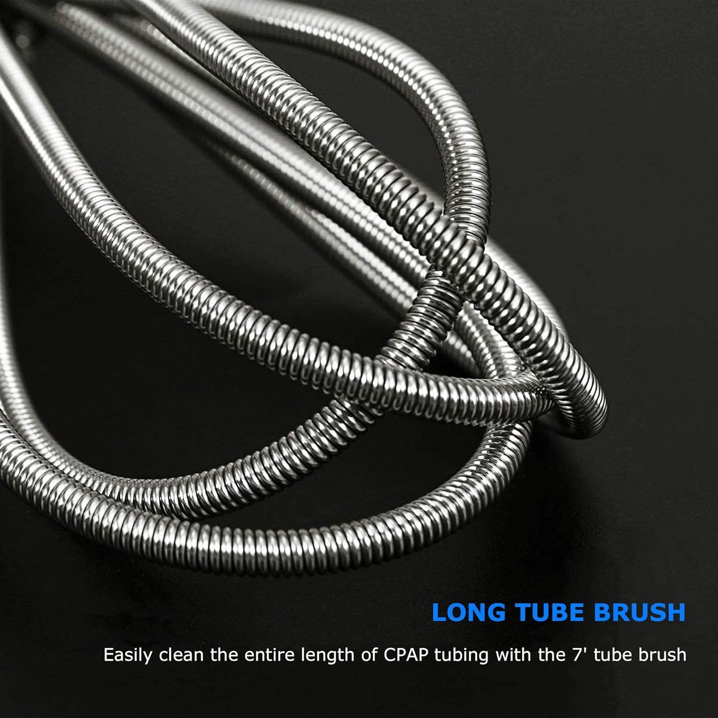 CPAP Tube Cleaning Brush-7 Feet Flexible + 7 Inches Handy Stainless Steel Wire Bristle Brush- Fits for Standard 22mm Diameter Tubing (Blue)