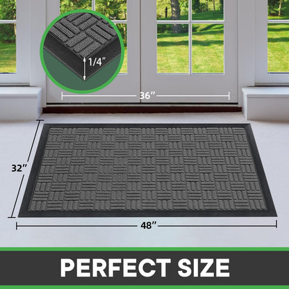 Mibao Front Door Mat, Heavy Duty Durable Welcome Mat for Outdoor Indoor, Dirt Trapper Waterproof Super Absorbent Door Mat for Entryway Outside Patio Porch, 29.5" x 17", Grey