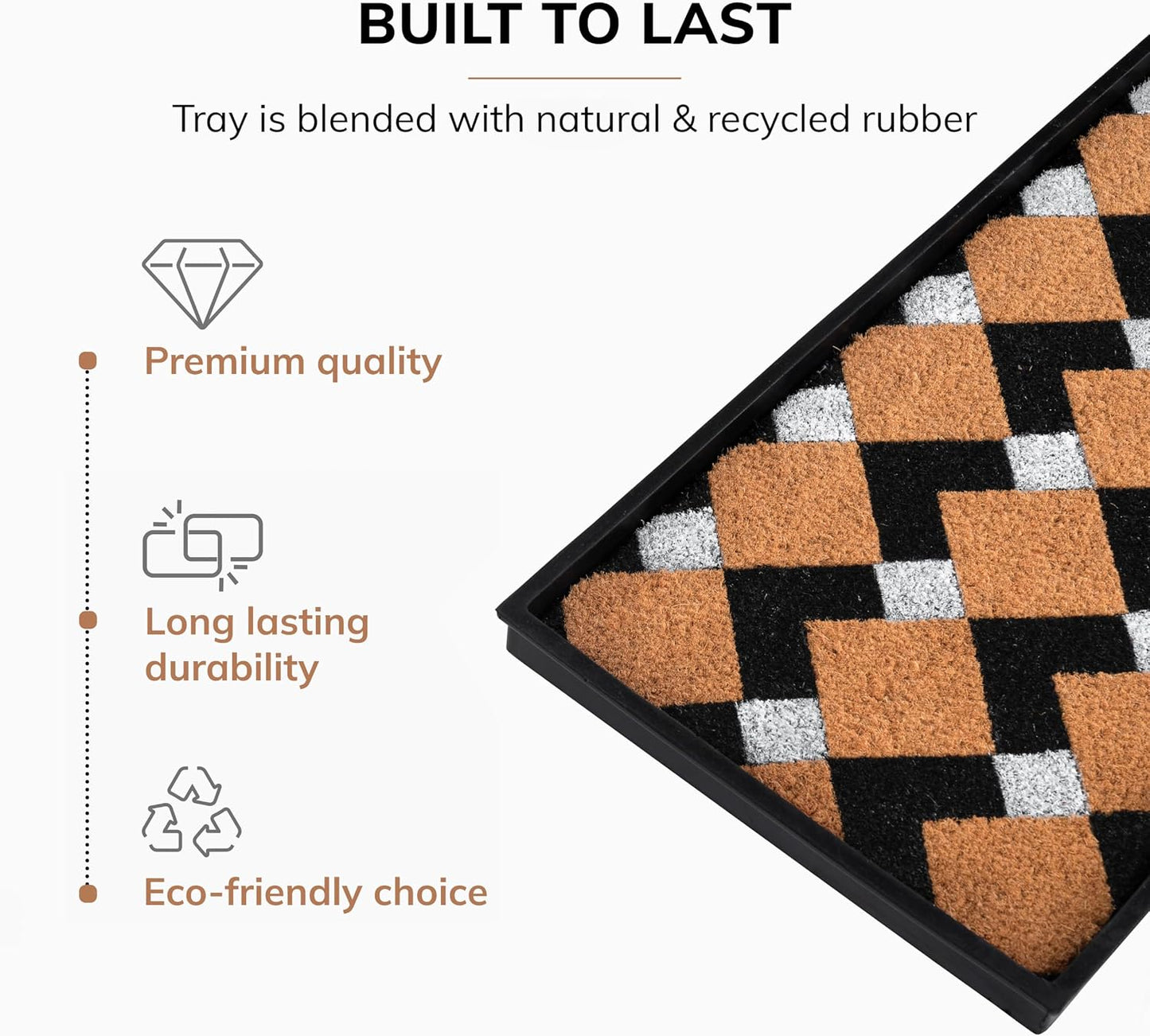 Anji Mountain Heavy Duty Waterproof Rubber Shoe Storage Mat Organizer/Boot Storage Tray Multi Use for Entryway with Coir, Tan Insert, Fits 4 Pair (46.5" Wide)