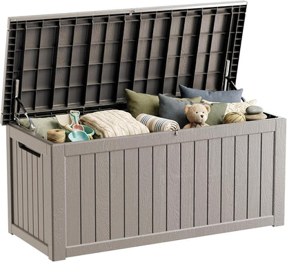 TARKARI 275 Gallon Resin Deck Box, Waterproof Outdoor Storage Box, Lockable for Patio Furniture, Garden Tools, Pool Accessories, UV-Resistant for All Weather Use, Black