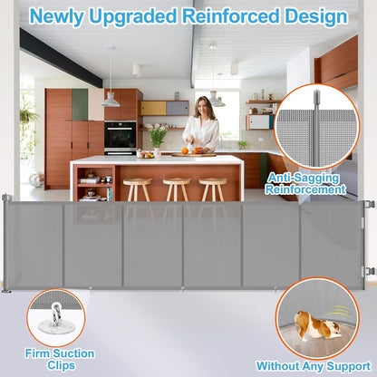 71 inch Retractable Baby Gates, EZIGO Extra Wide Baby Gate for Large Opening Extra Long Mesh Gate for Kids or Pet Dog Gate Child Safety Gate for Stairs Hallways Doorway Indoor Outdoor, Gray