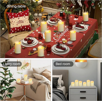 kakoya Flameless LED Candles Battery Operated with Remote and Timer,Flickering Electric Fake Plastic Pillar Candles Set of 12(D3 x H 3" 4" 5") Ivory