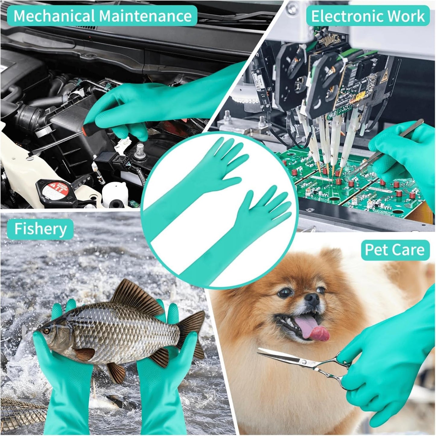 Long Sleeved Durable Nitrile Gloves 18in Reusable,Heavy duty Rubber Cleaning kitchen Cooking Anti Slip Dishwashing
